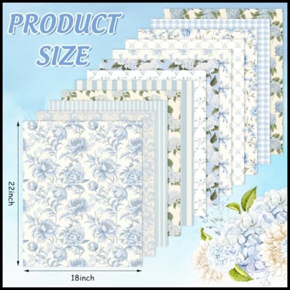 Cotton Fabric Fat Quarters Floral Plaid Stripe DIY Sewing Craft Bundles - Picture 2 of 6